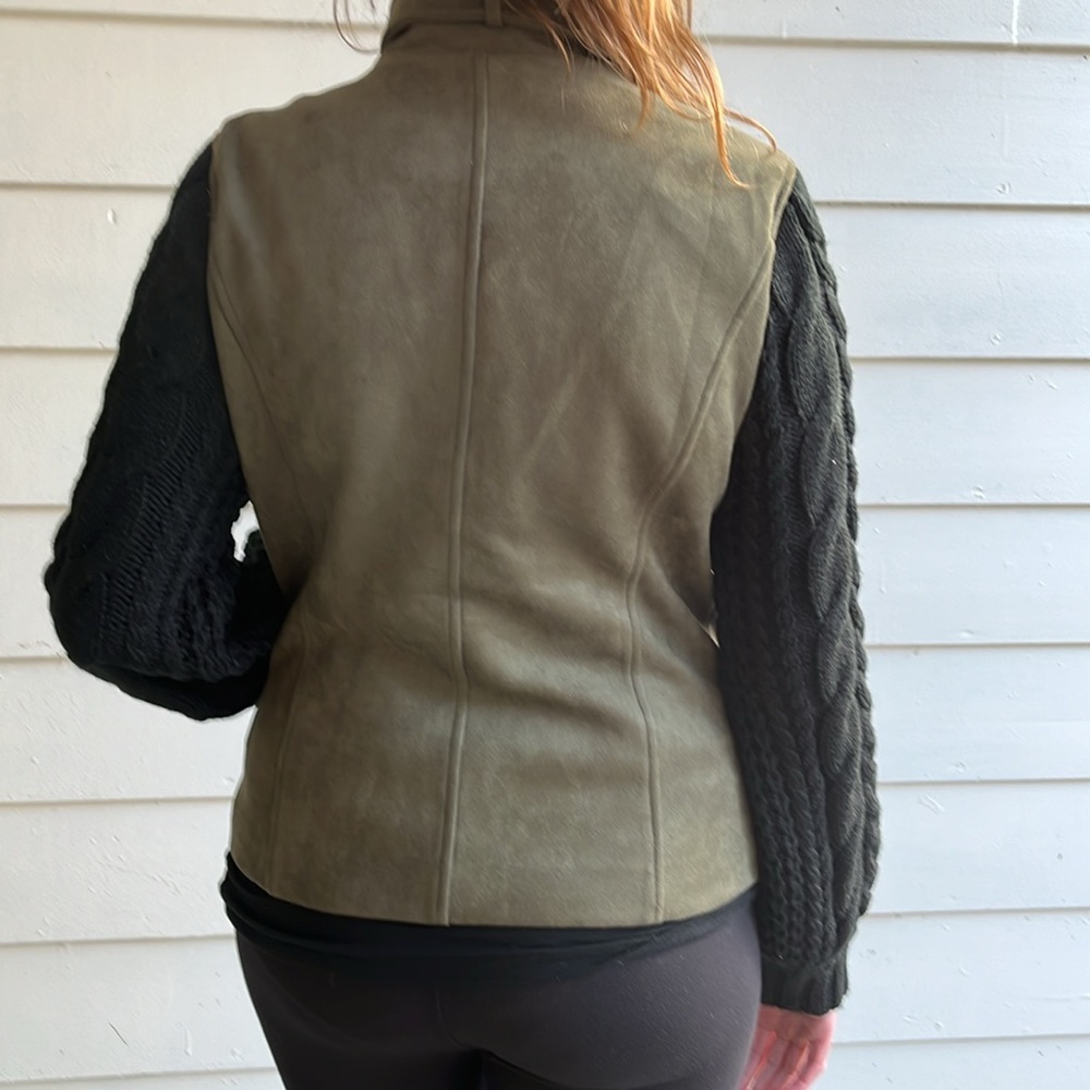 Fate Faux Suede Sweater Moto Jacket Cardi Size M Medium Cardigan - Picture 5 of 16